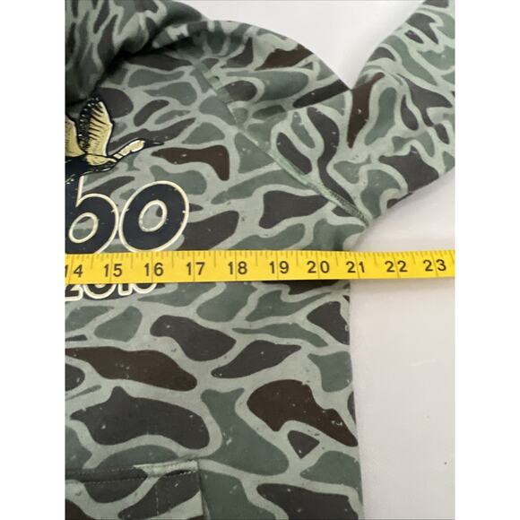 Burlebo Hoodie Mens Size Medium Green Retro Duck Camo Fleece Pullover - Picture 10 of 12